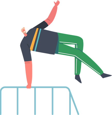 Homem fazendo exercício de parkour  Ilustração