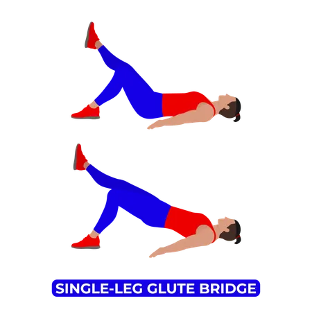 Homem fazendo exercício de ponte para glúteos com uma perna  Ilustração