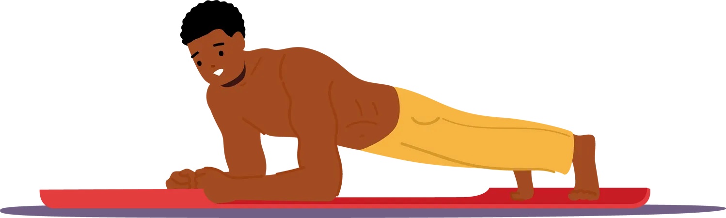 Homem fazendo exercício de prancha  Ilustração