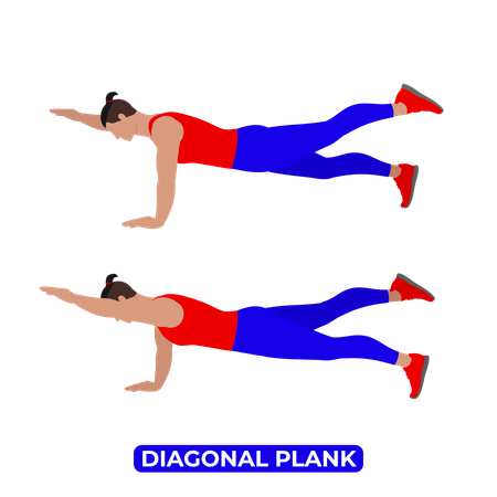 Homem fazendo exercício de prancha diagonal  Ilustração