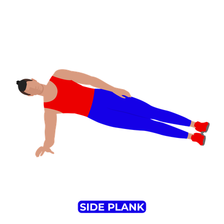 Homem fazendo exercício de prancha lateral  Ilustração
