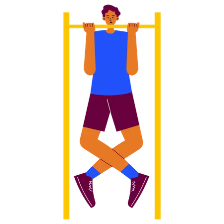 Homem fazendo exercício de pull-up  Ilustração