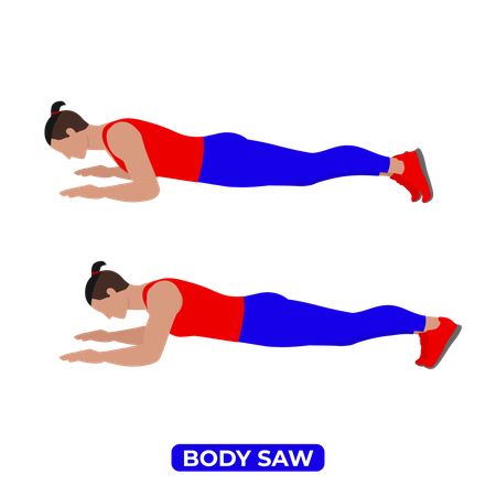 Homem fazendo exercício com serra corporal  Ilustração
