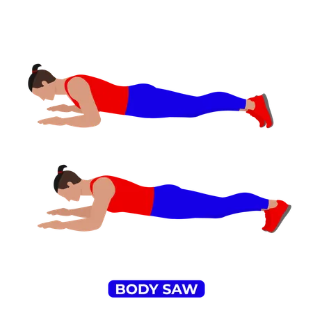Homem fazendo exercício com serra corporal  Ilustração