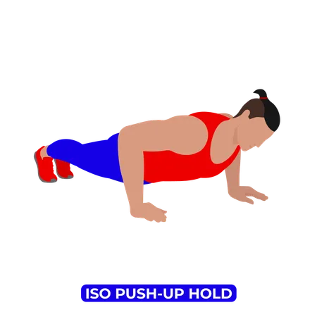 Homem fazendo exercício Iso Push Up Hold  Ilustração