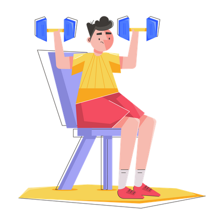 Homem fazendo exercícios musculares  Ilustração