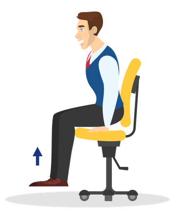 Homem fazendo exercício para alongamento das costas no escritório  Ilustração