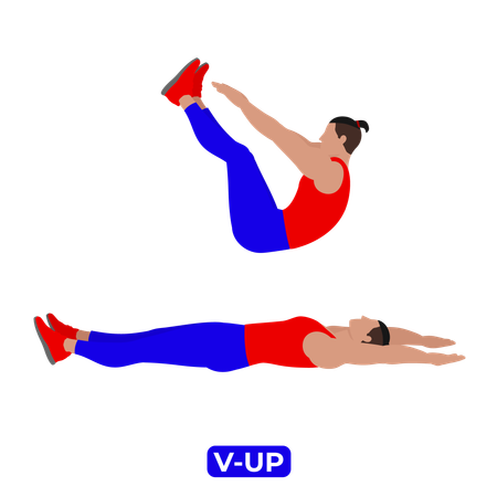 Homem fazendo exercício V Up  Ilustração