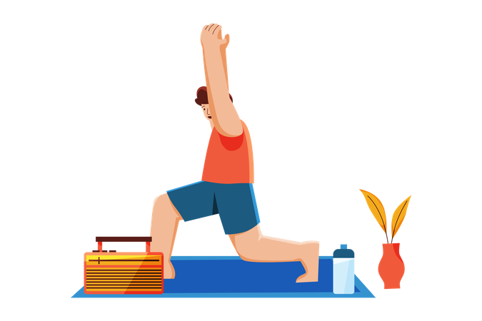 Homem fazendo exercícios de ioga  Ilustração
