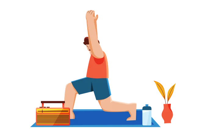 Homem fazendo exercícios de ioga  Ilustração