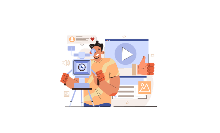Homem fazendo filme atraente  Illustration