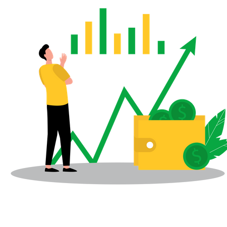 Homem fazendo gestão financeira  Ilustração