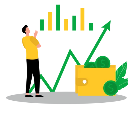 Homem fazendo gestão financeira  Ilustração