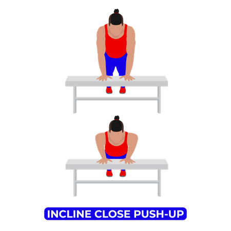 Homem fazendo exercício de flexão inclinada e fechada  Ilustração