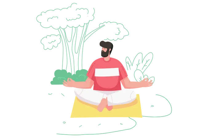 Homem fazendo ioga  Ilustração