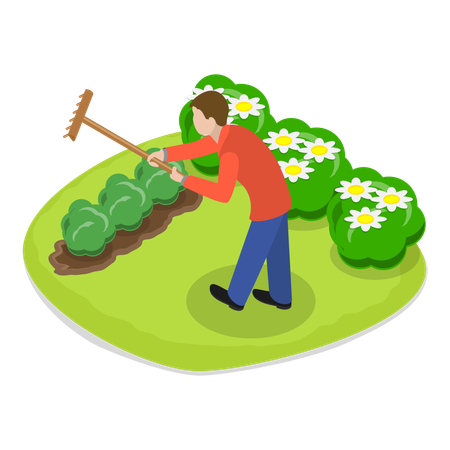 Homem fazendo jardinagem  Ilustração