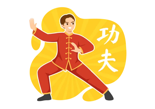 Homem praticando Kung Fu  Ilustração