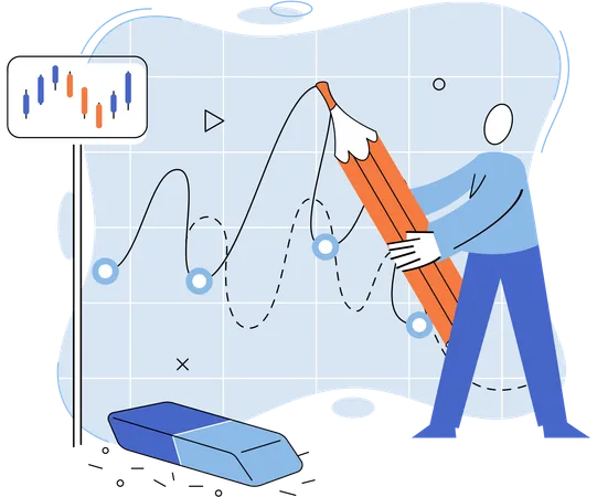 Homem fazendo manipulação do mercado de ações  Ilustração