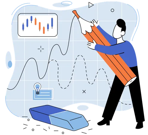 Homem fazendo manipulação do mercado de ações  Ilustração