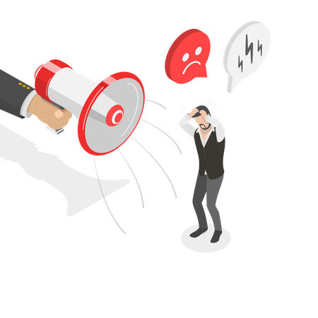 Homem fazendo marketing agressivo  Illustration