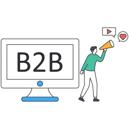 Homem fazendo marketing B2B  Ilustração