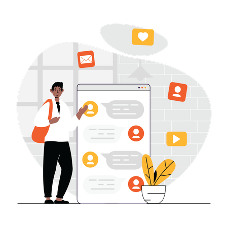 Homem fazendo marketing digital  Illustration