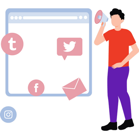 Homem fazendo marketing social  Illustration