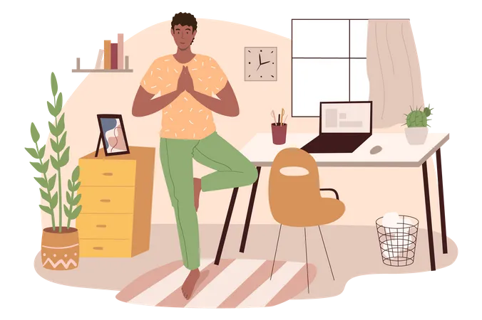 Homem fazendo meditação  Ilustração