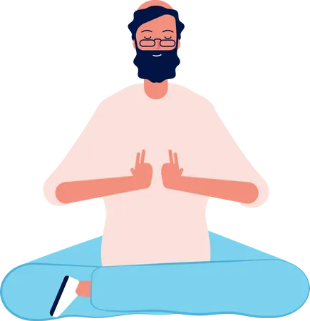 Homem fazendo meditação matinal  Ilustração