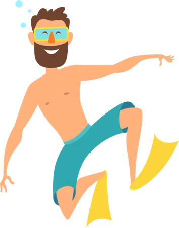 Homem fazendo mergulho  Ilustração