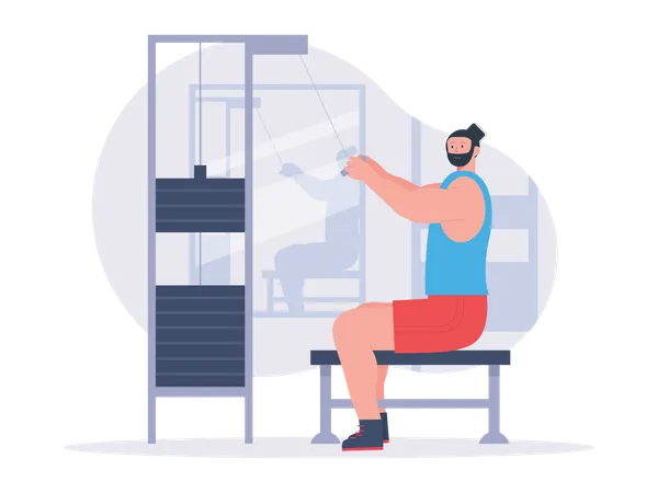 Homem fazendo musculação  Ilustração