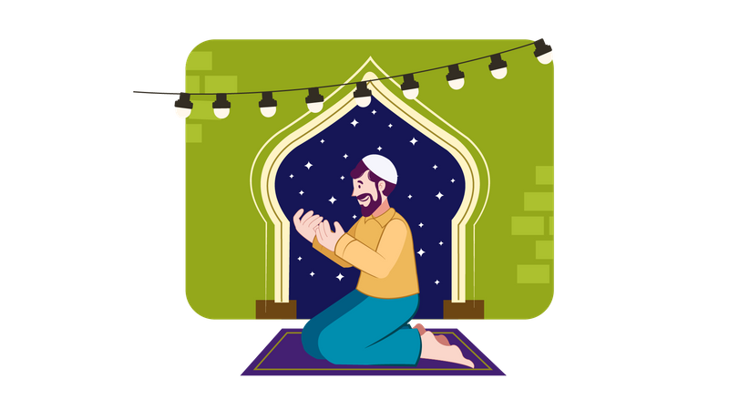 Homem fazendo a oração do Eid  Ilustração