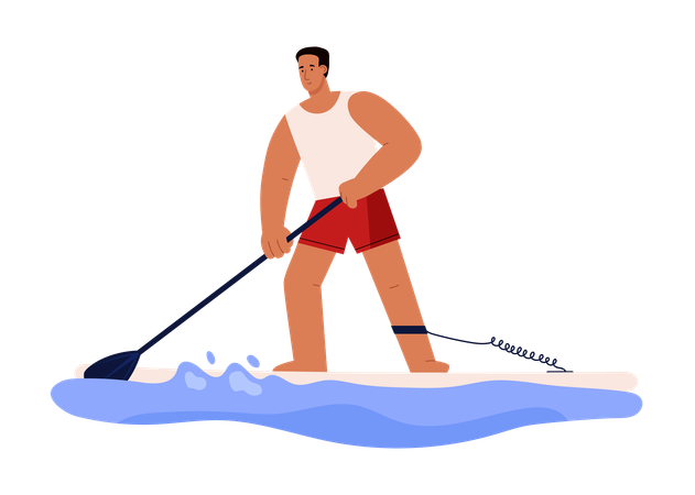 Homem praticando stand up paddle  Illustration