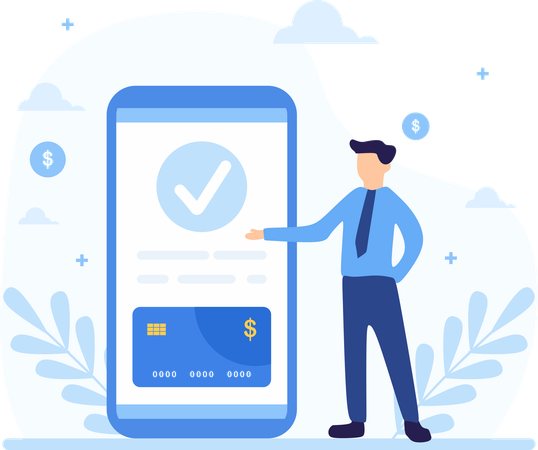 Homem fazendo pagamento de crédito  Ilustração