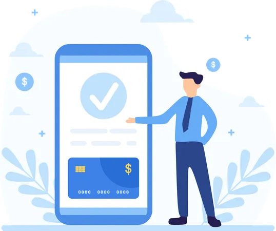 Homem fazendo pagamento de crédito  Ilustração