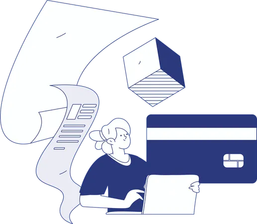Homem fazendo pagamento seguro usando cartão de crédito no prazo  Ilustração