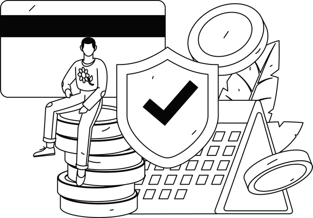 Homem fazendo pagamento seguro usando cartão de crédito no prazo  Ilustração