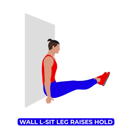 Homem fazendo exercício de levantamento de perna sentado na parede  Ilustração