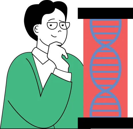 Homem fazendo pesquisa de DNA  Ilustração