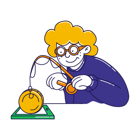 Homem praticando phishing financeiro online  Ilustração