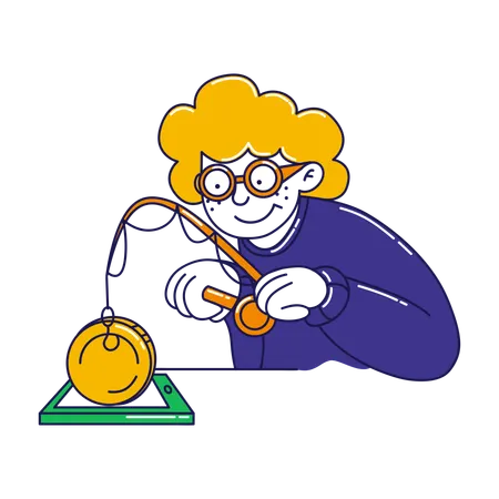 Homem praticando phishing financeiro online  Ilustração