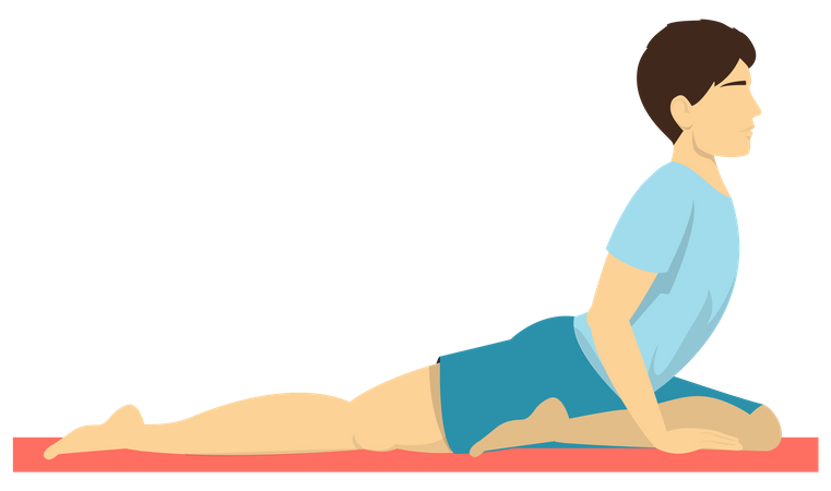 Homem fazendo pose de ioga de pombo  Ilustração