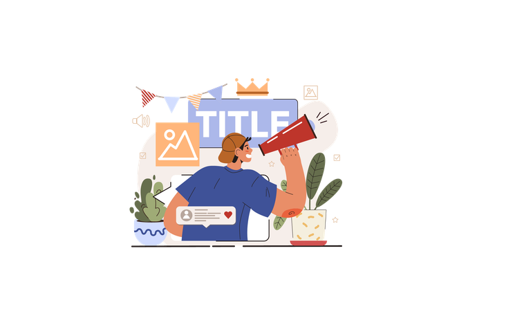 Homem fazendo promoção de blog  Illustration