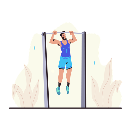 Homem fazendo pull-up  Ilustração