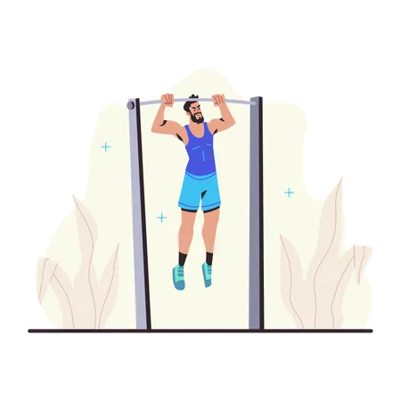 Homem fazendo pull-up  Ilustração