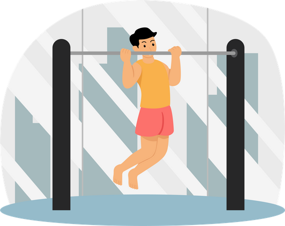 Homem fazendo pull-up  Ilustração