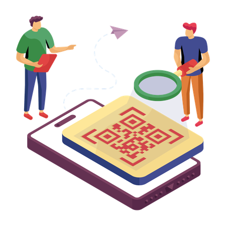 Homem fazendo pagamento por código QR  Ilustração