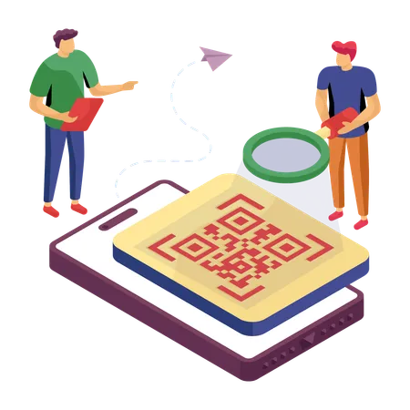 Homem fazendo pagamento por código QR  Ilustração