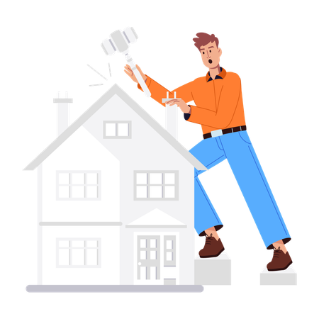 Homem fazendo reforma em casa  Ilustração