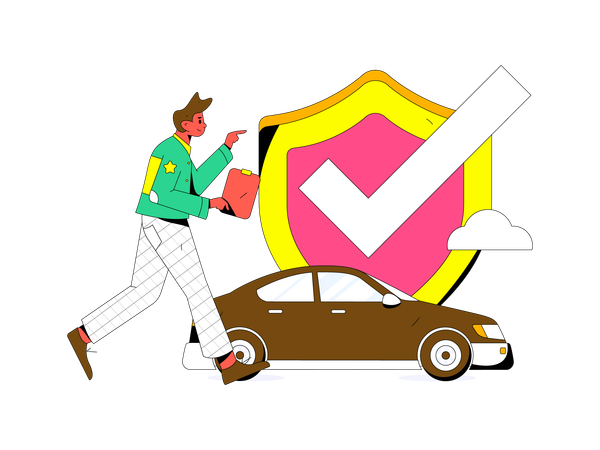 Homem fazendo seguro de carro  Ilustração